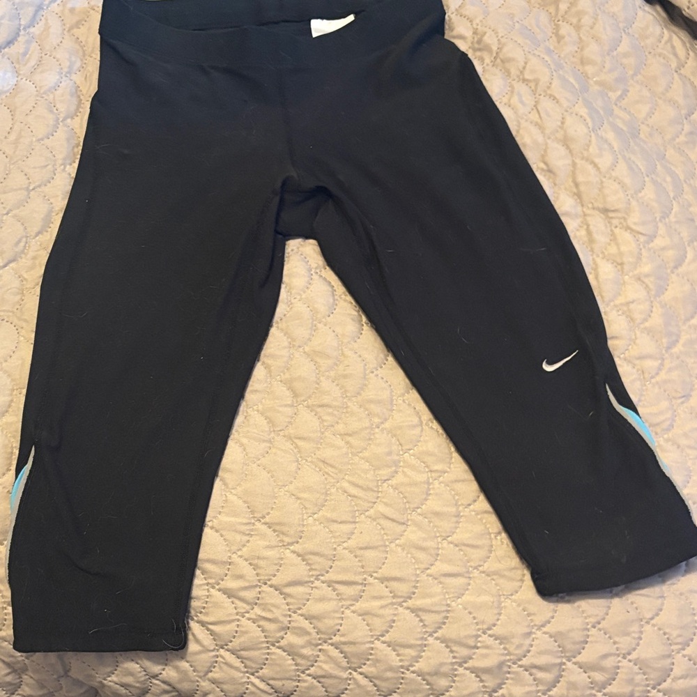 Nike Black Capris with Blue Accents